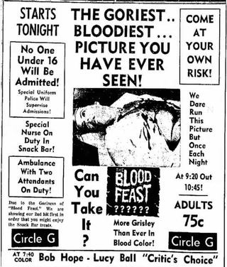 Illustration for article titled Vintage press clippings show how the first “splatter film” was marketed